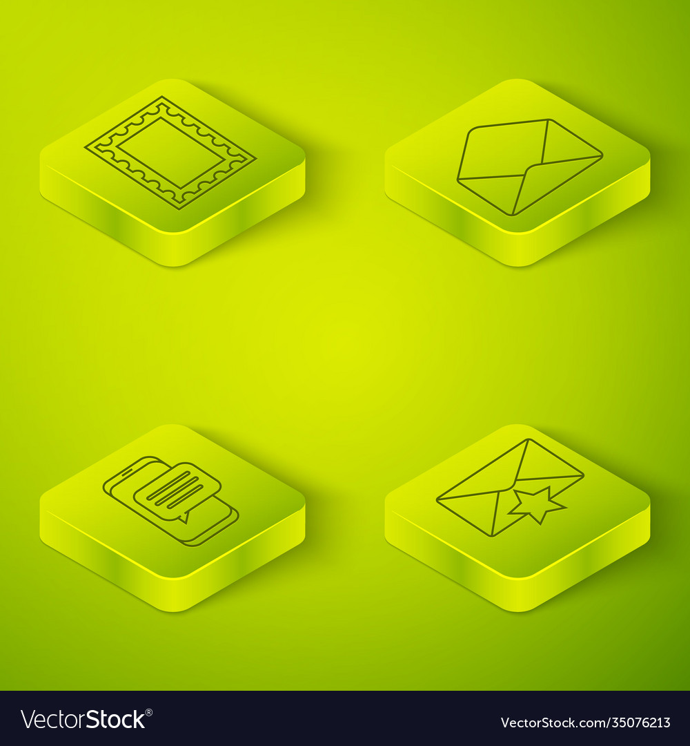 Set isometric envelope chat messages notification vector image Set isometric envelope chat messages notification