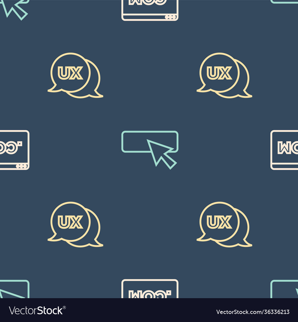 Set line ui or ux design and on seamless pattern vector image Set line ui or ux design and on seamless pattern