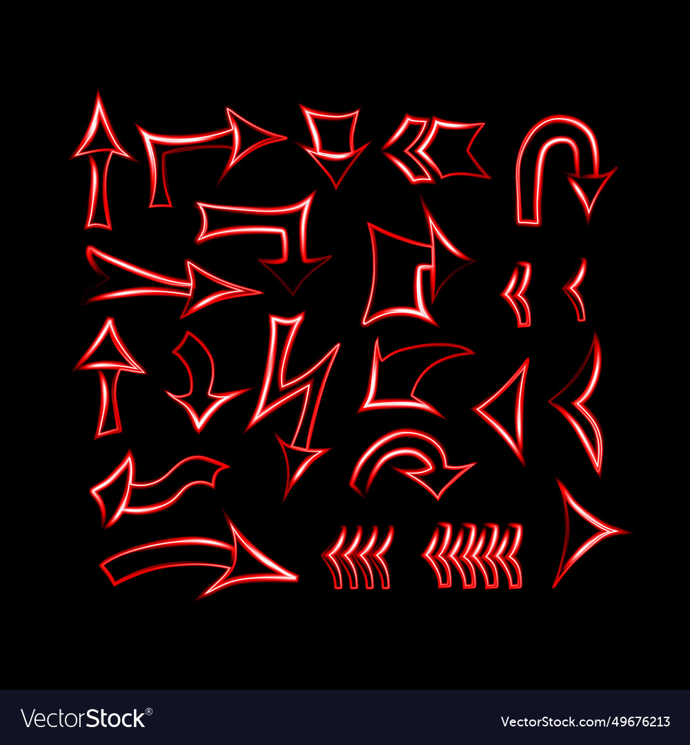 Set of pointer arrows with neon effect