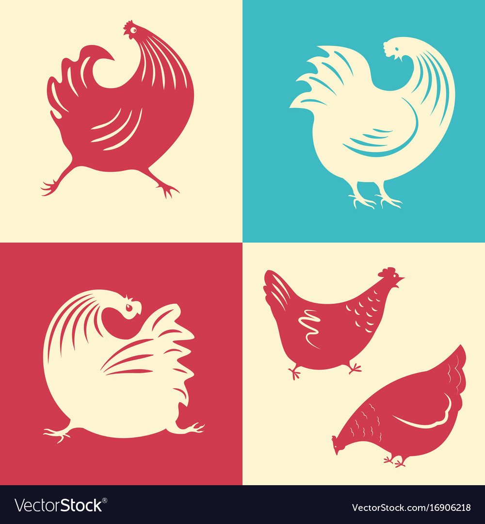 A set of silhouettes rooster