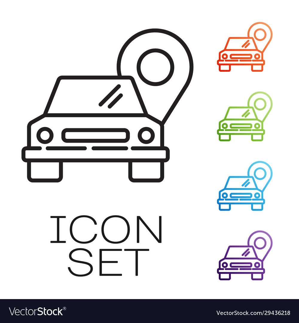 Black line map pointer with taxi icon isolated Vector Image Black line map pointer with taxi icon isolated