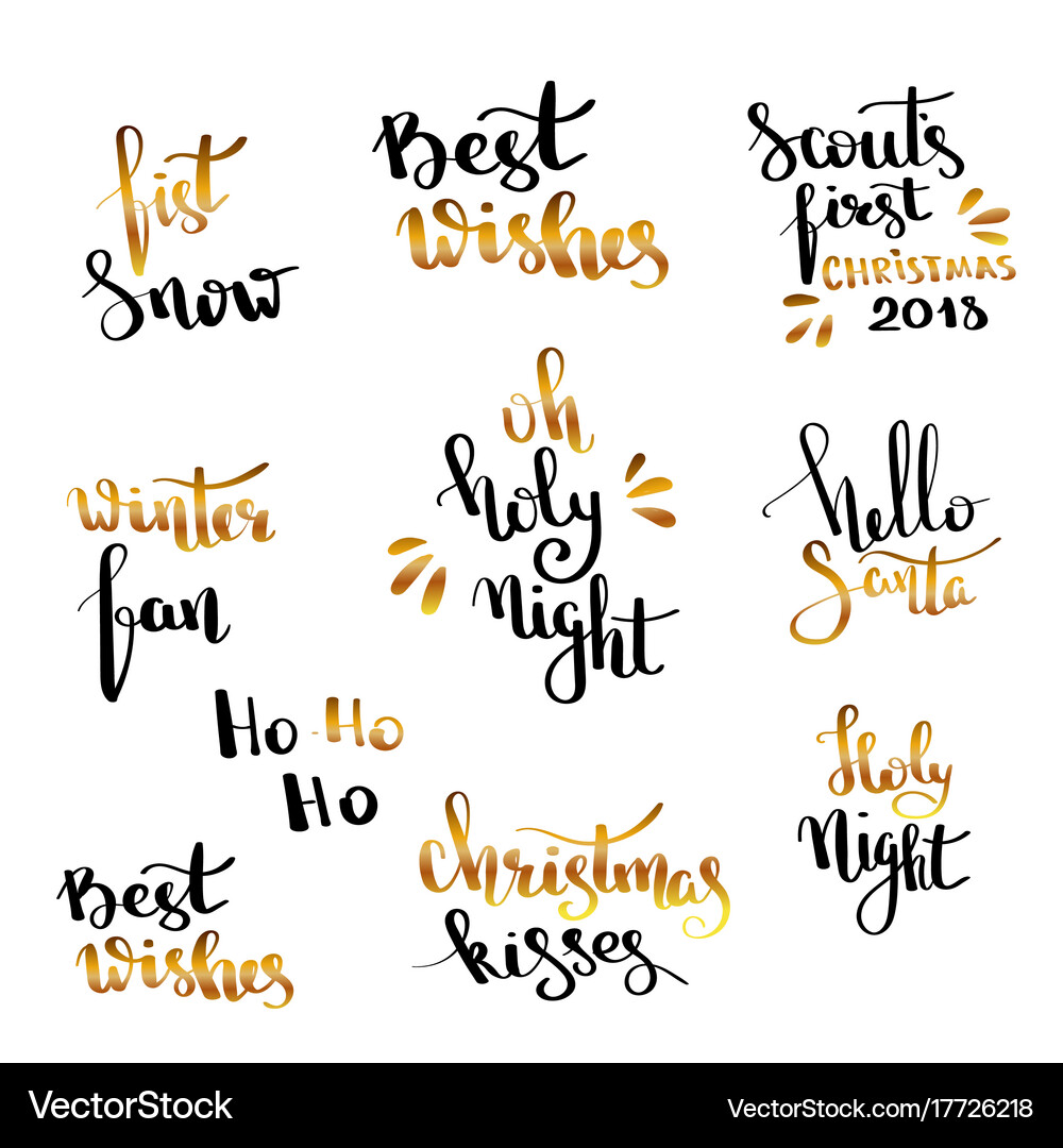 Christmas hand drawn lettering design set Vector Image