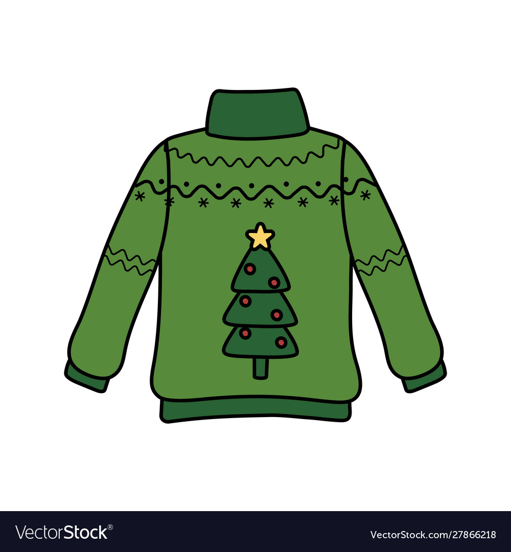 Christmas ugly sweater party decorative tree Vector Image