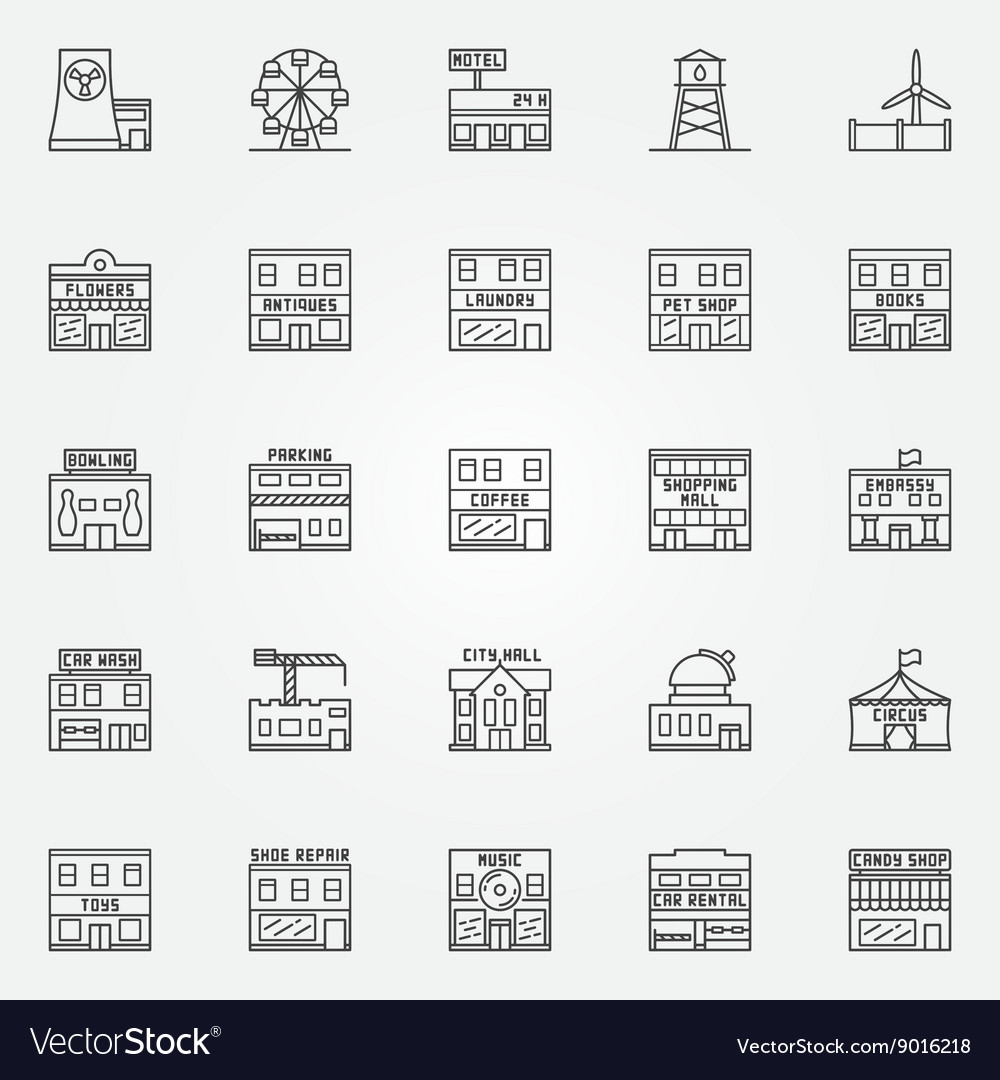 City buildings icon set