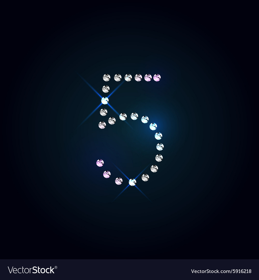 Gems 5 number shiny diamond font
