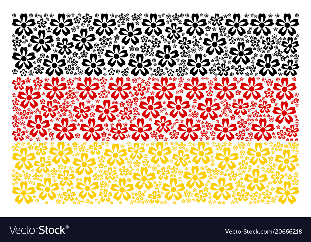 German flag collage of flower icons Royalty Free Vector