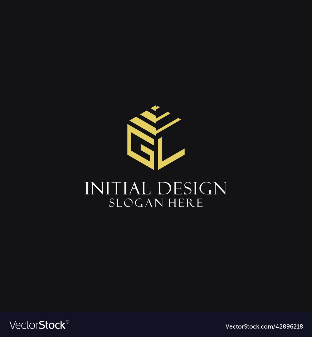 Gl initial monogram with hexagon shape logo Vector Image Gl initial monogram with hexagon shape logo