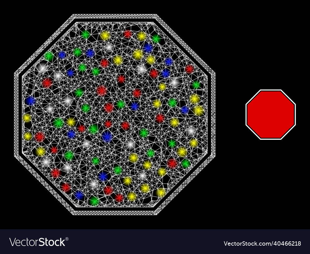 Glare hatched net stop octagon template icon vector image Glare hatched net stop octagon template icon