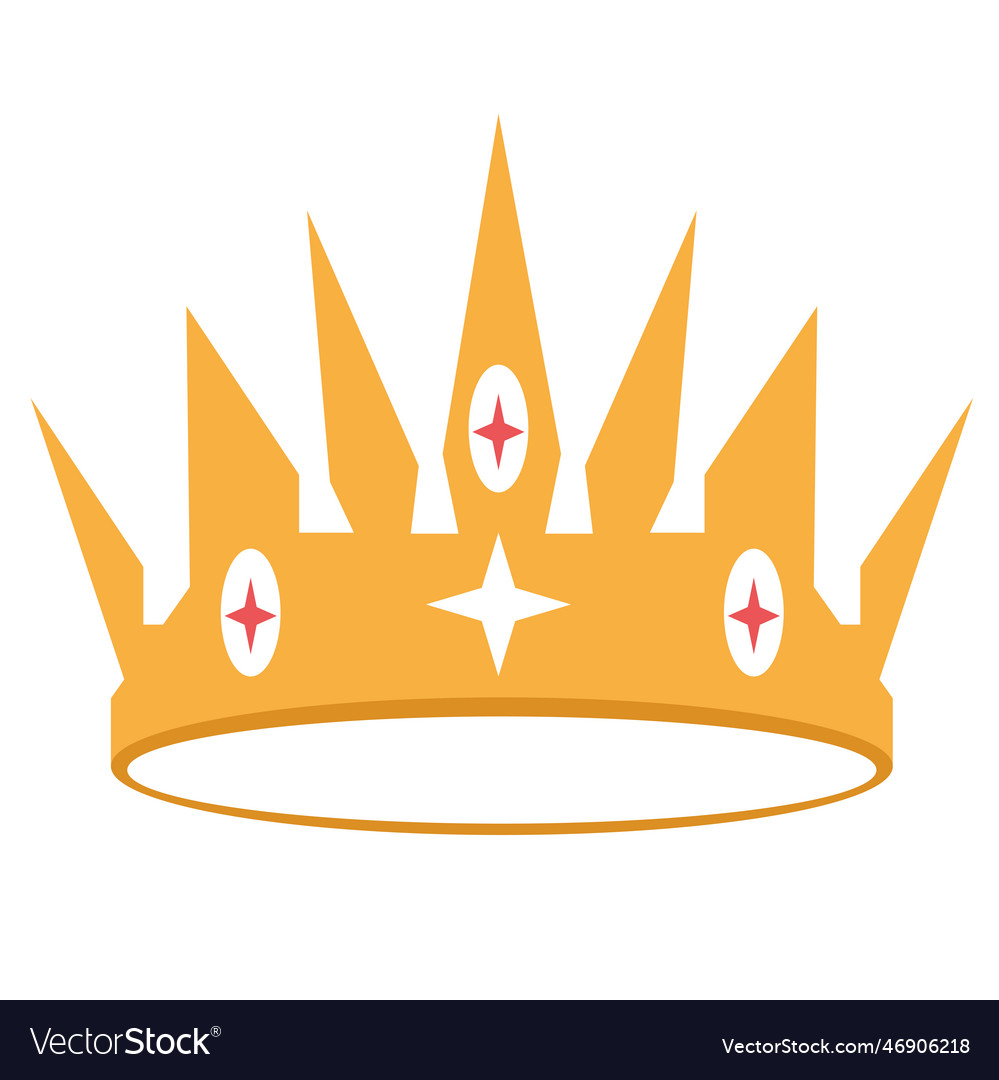 Isolated colored king or queen golden crown icon