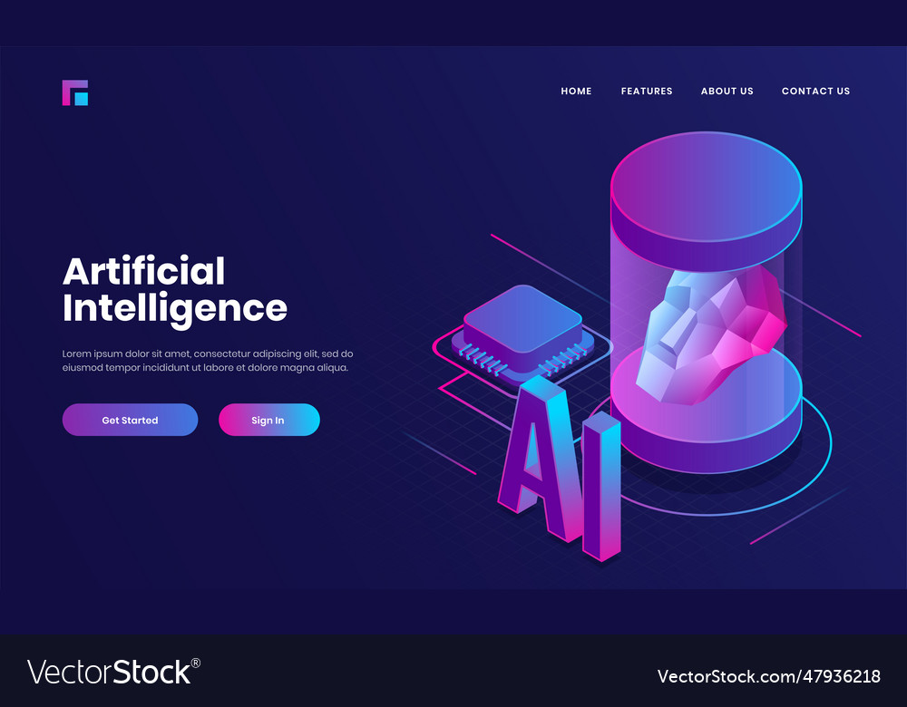 Landing page or web poster design with 3d text ai