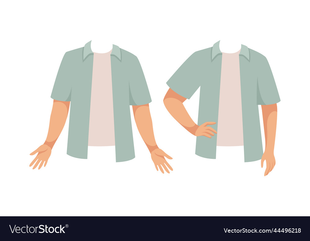 Man character with arms in shirt as constructor vector image Man character with arms in shirt as constructor