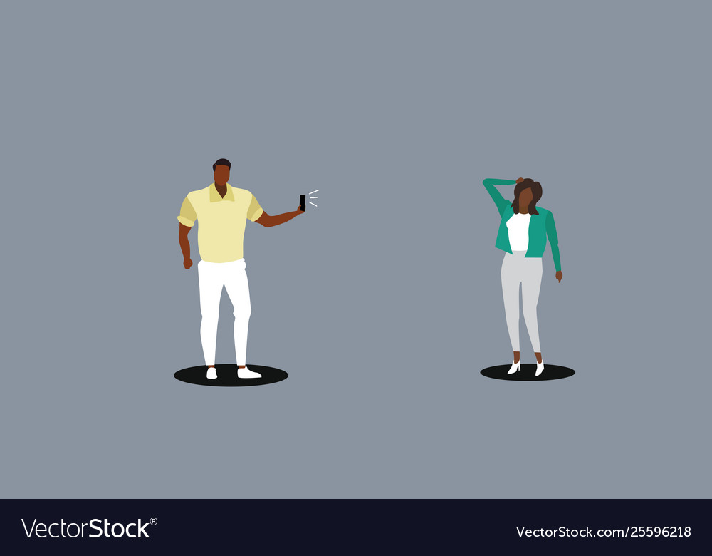 Man using smartphone camera guy taking photo vector image Man using smartphone camera guy taking photo