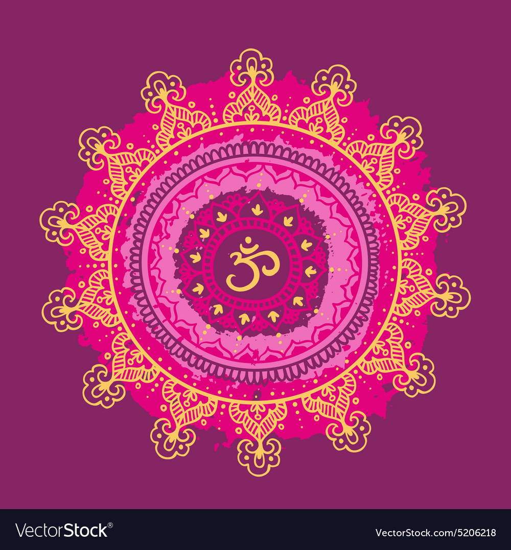 Mandala om Round Ornament Pattern Vintage Vector Image