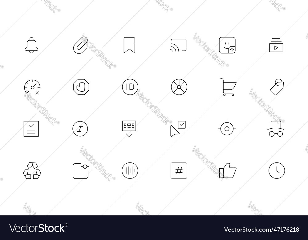 Pixel perfect basic user interface essential set vector image Pixel perfect basic user interface essential set