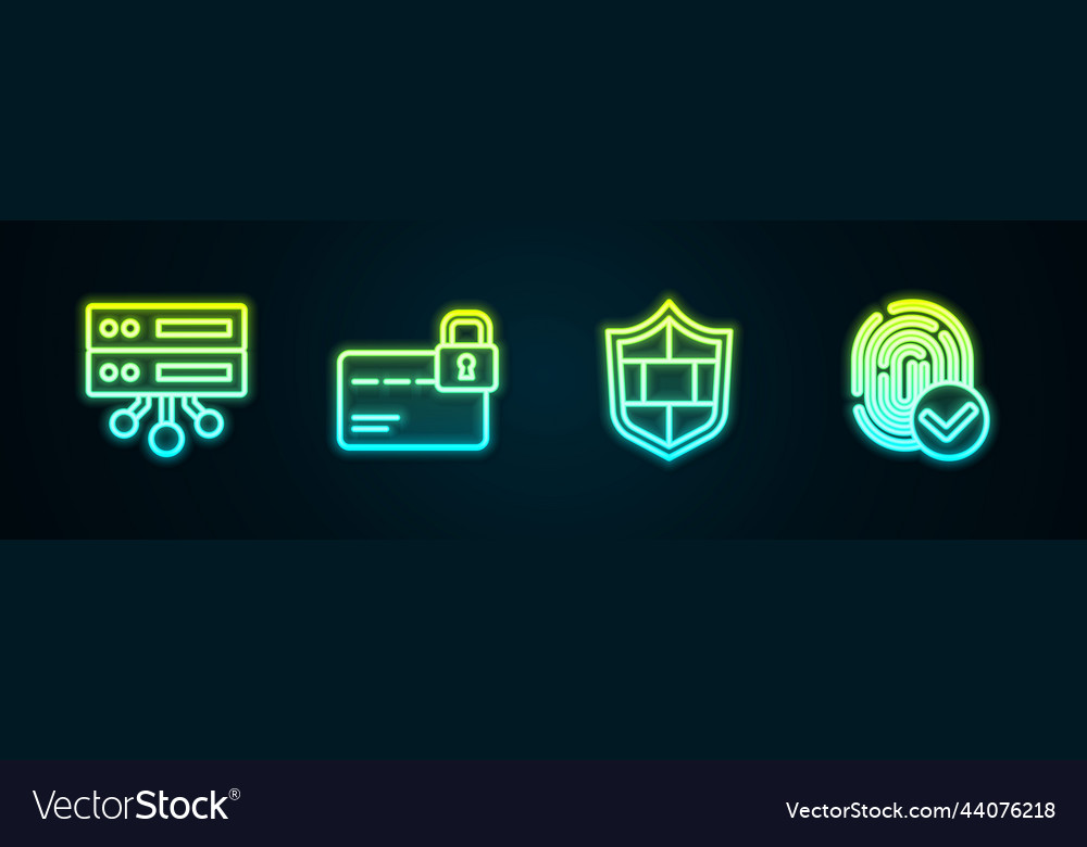Set line server data web hosting credit card vector image Set line server data web hosting credit card