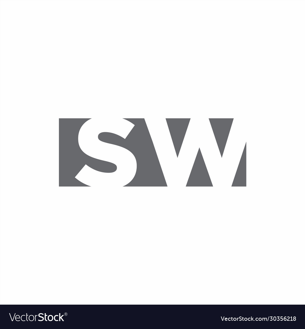 Sw logo monogram with negative space style design