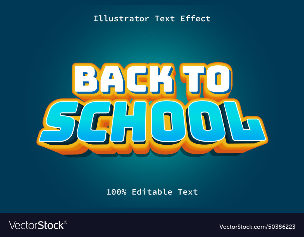 Back to school cartoon style editable text effect Vector Image