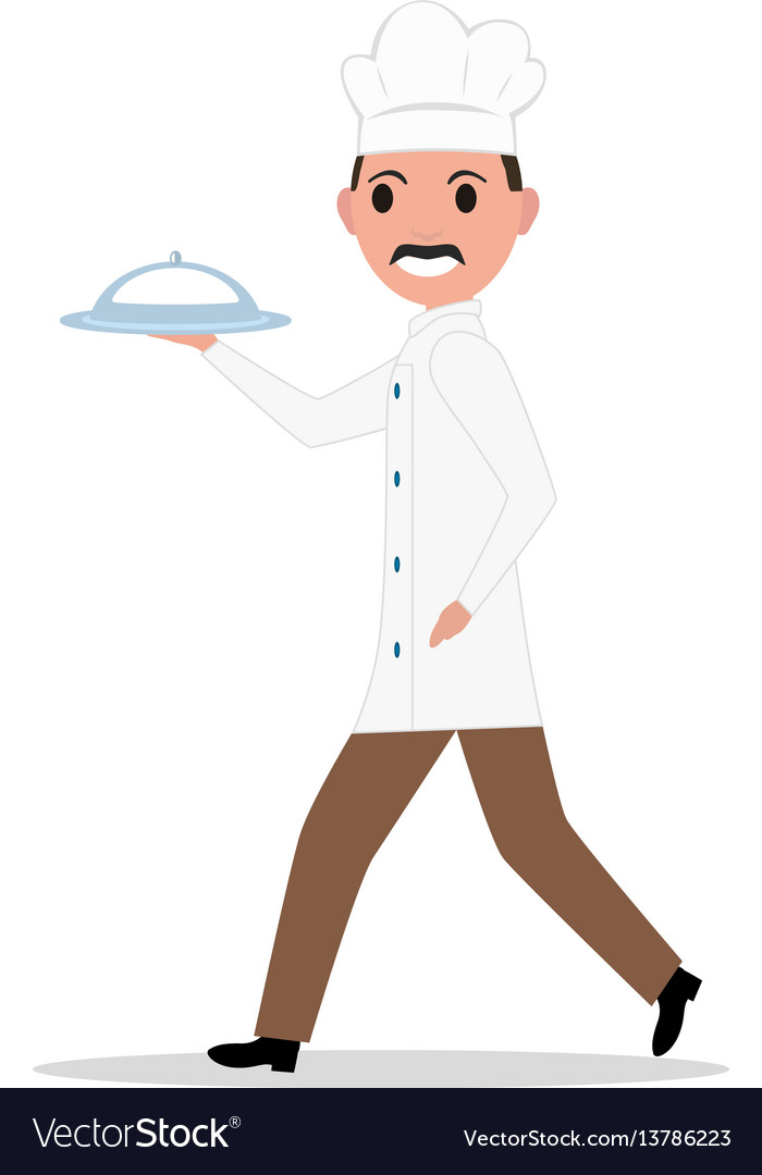 Funny chef in a kitchen Royalty Free Vector Image