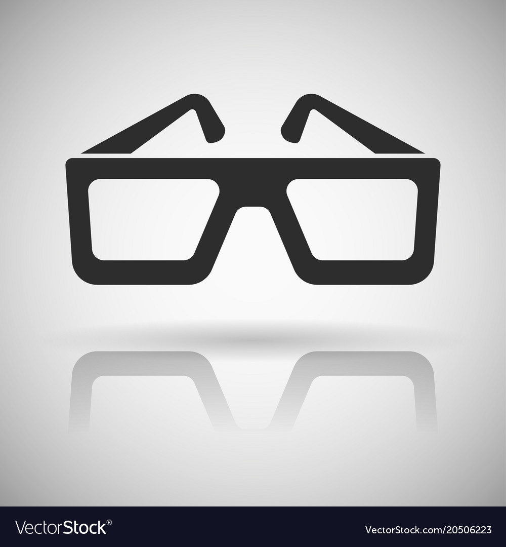 Cinema glasses black flat icon with shadow