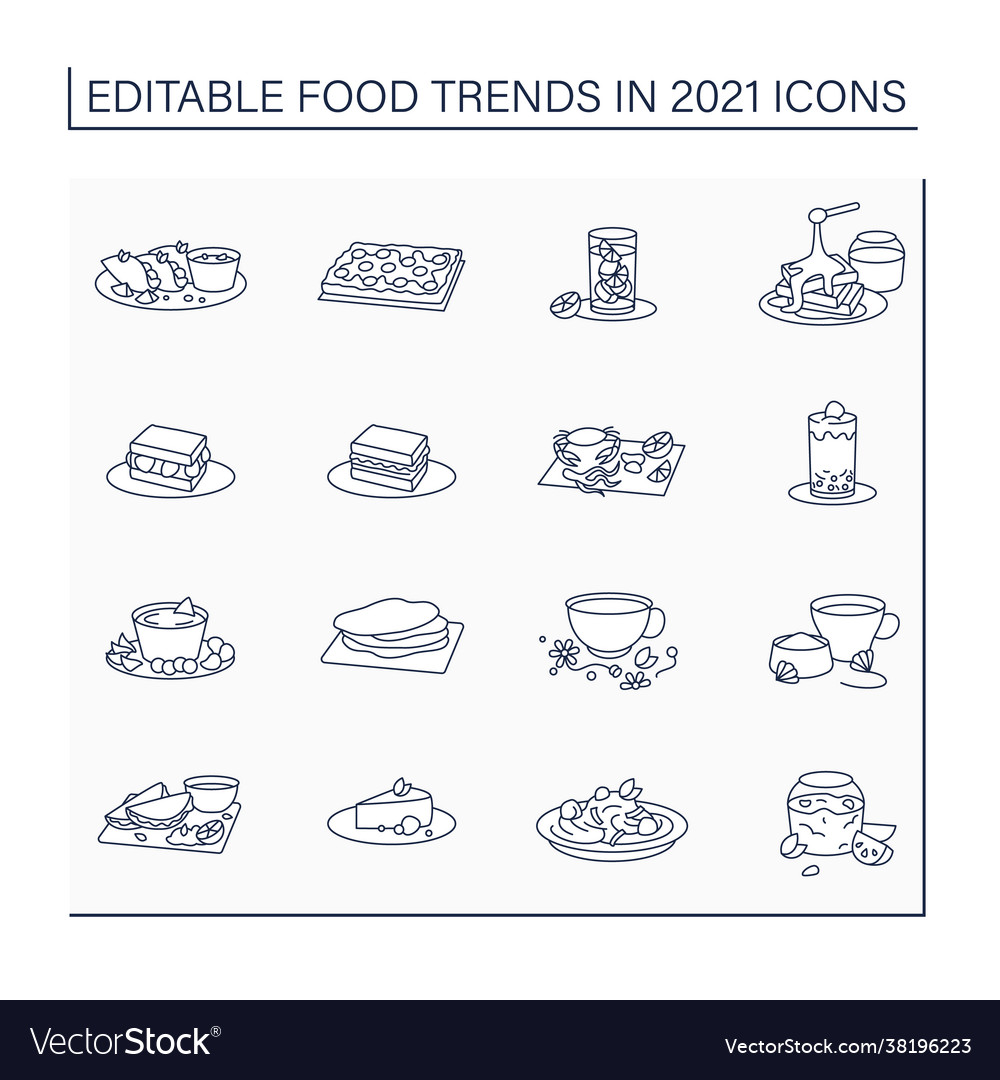 Essen Trends Linie Icons Set