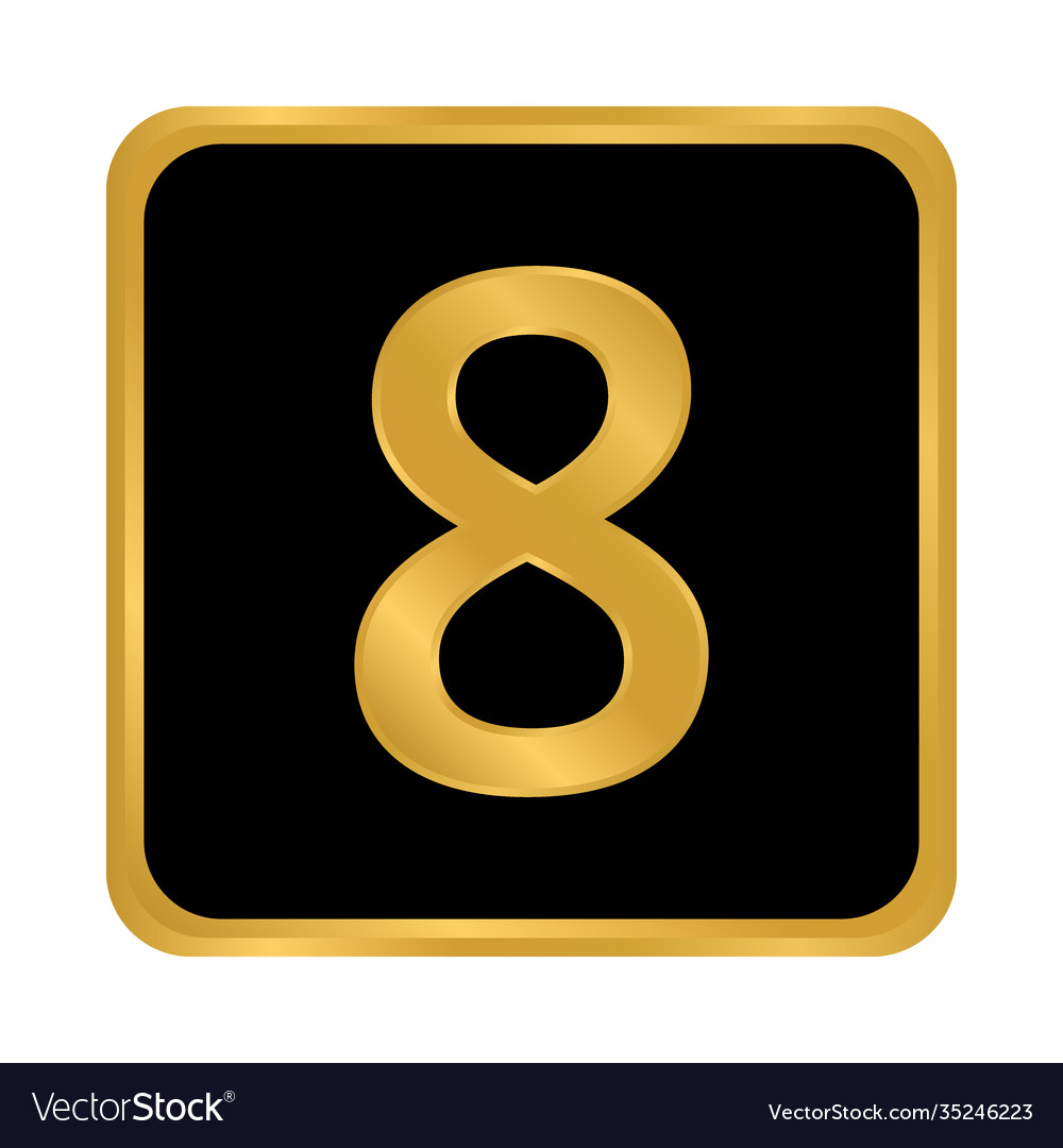 Gold number eight button