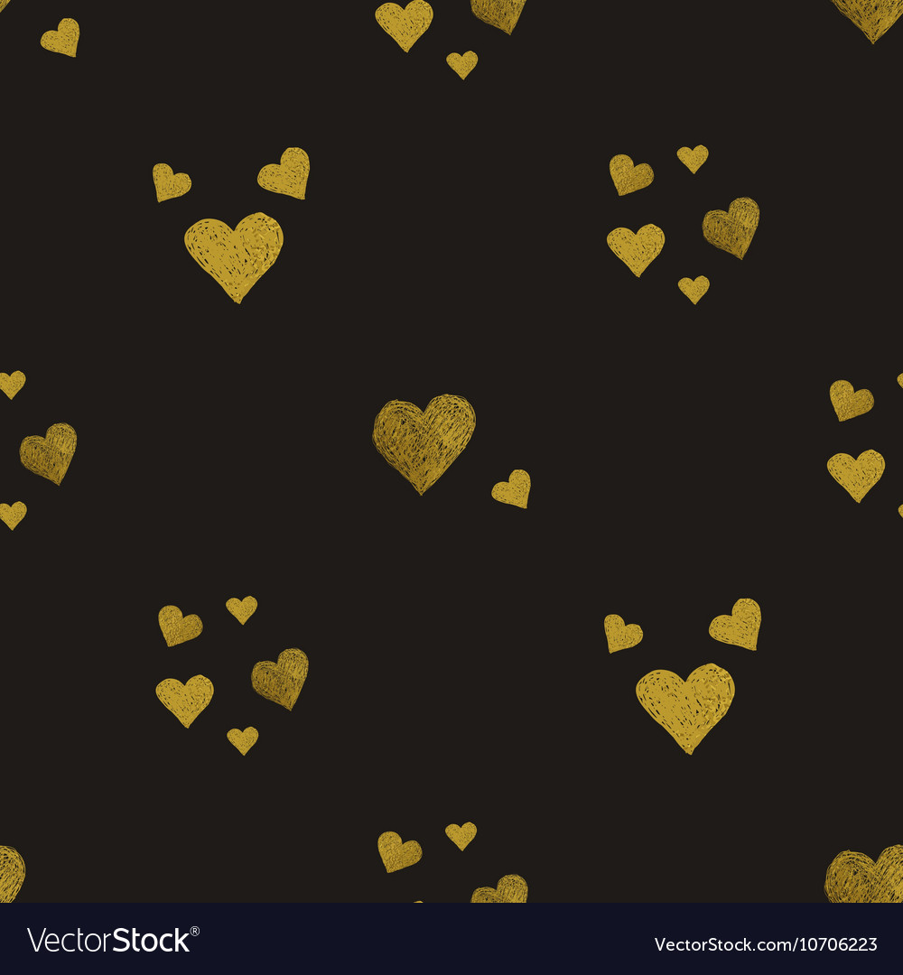 Golden hearts seamless pattern