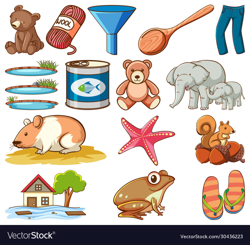Large set different animals and other objects Vector Image