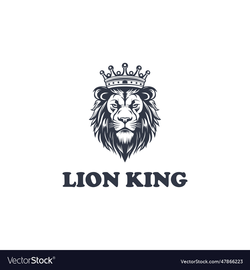 Lion head with crown logo design template icon Vector Image