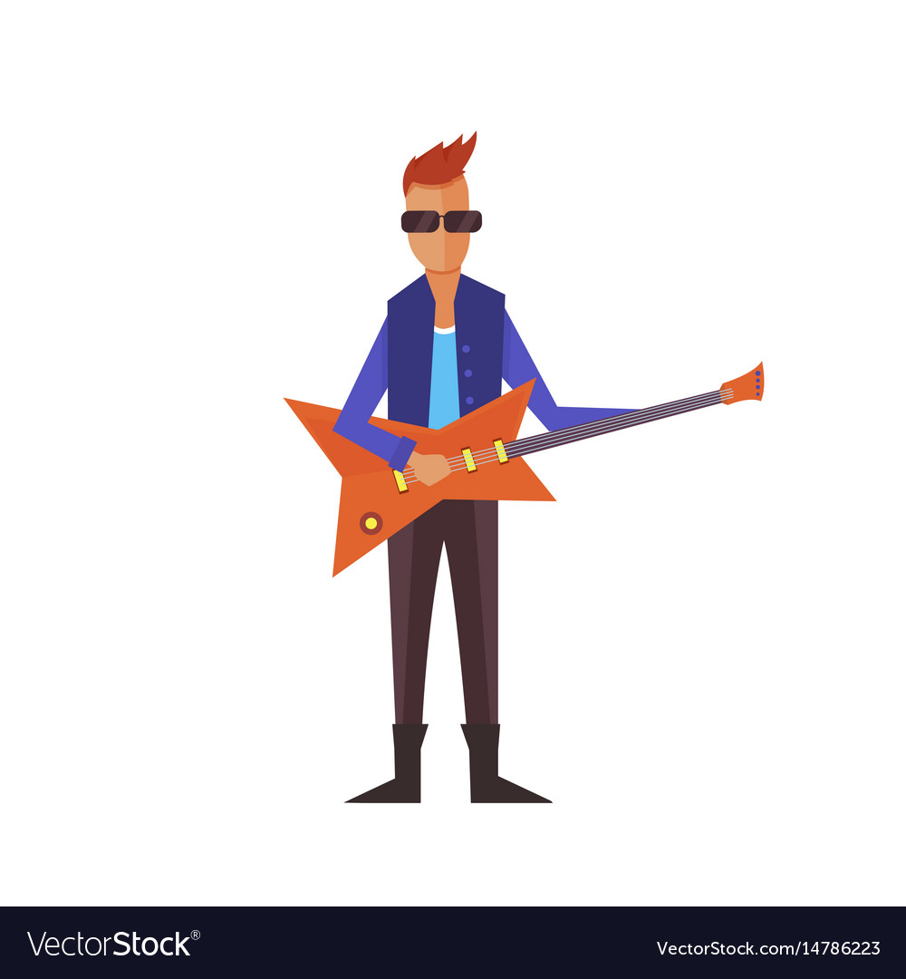 Music pop or rock guitarist singer cartoon boy Vector Image Music pop or rock guitarist singer cartoon boy Vector Image