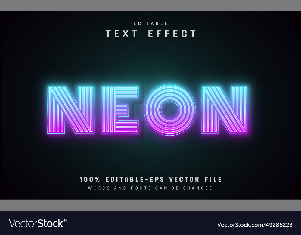 Neon gradient text effect editable vector image Neon gradient text effect editable