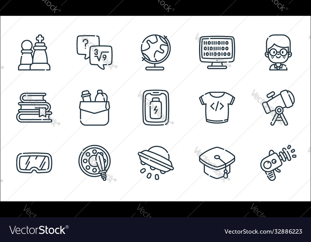 Nerd line icons linear set quality vector image Nerd line icons linear set quality
