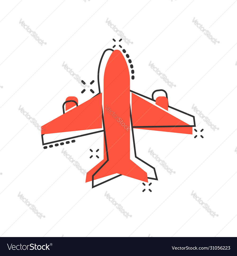Plane icon in comic style airplane cartoon Vector Image Plane icon in comic style airplane cartoon Vector Image