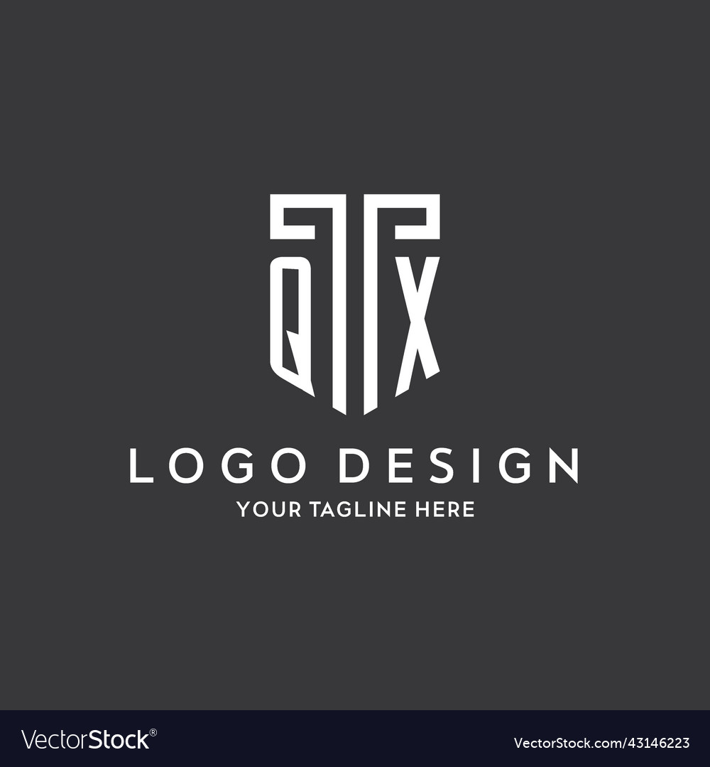 Qx monogram initial name with shield shape icon
