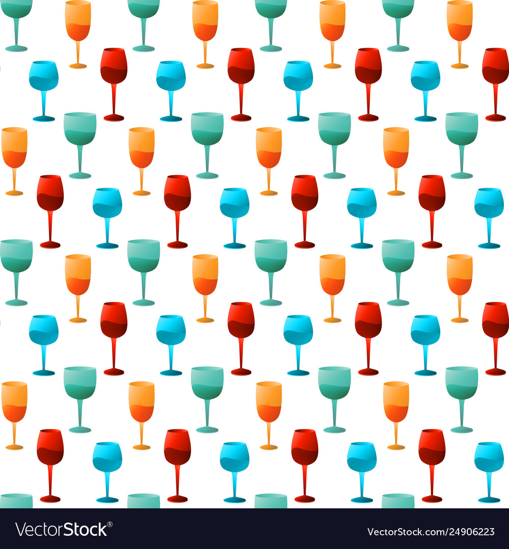 Seamless pattern colorful glass goblets