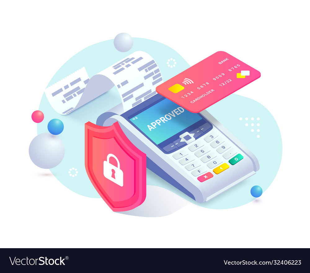 Secure contactless payment via credit card vector image Secure contactless payment via credit card
