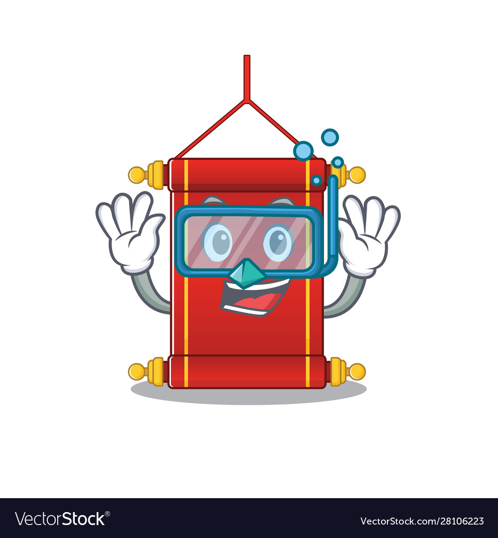 Smiling chinese scrolls cartoon character style