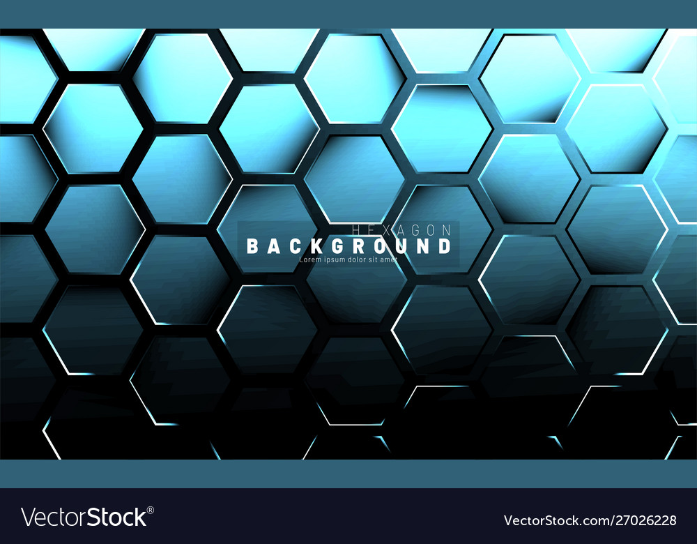 Abstract hexagon blue neon gradient pattern