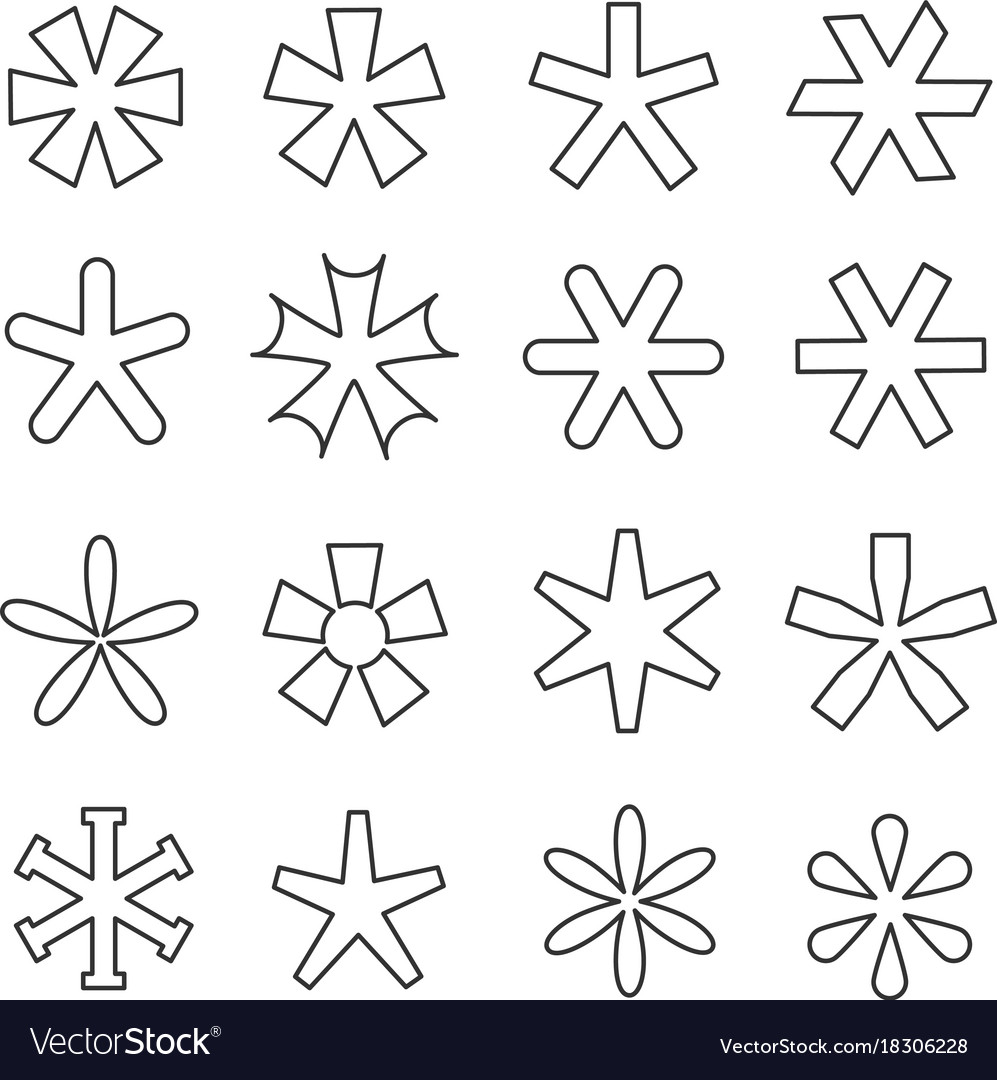 Asterisk line icon set Royalty Free Vector Image