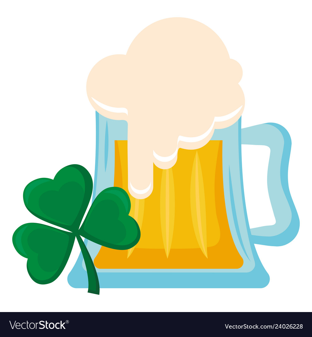 Beer jar with clover leaf Royalty Free Vector Image