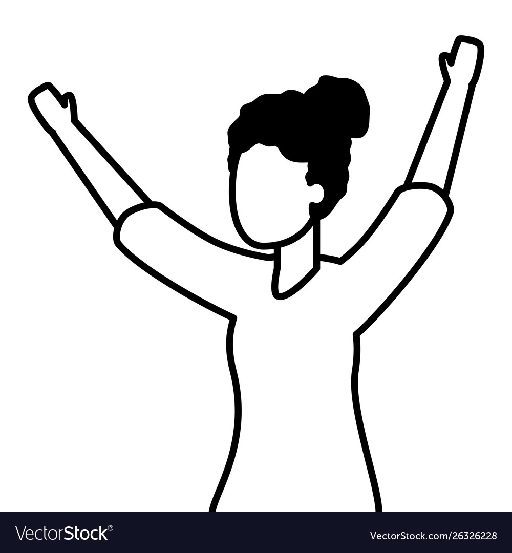 Celebrating woman with arms up Royalty Free Vector Image