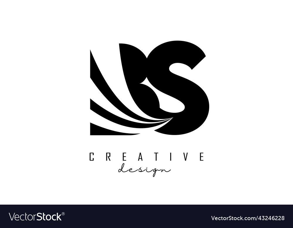 Creative black letters bs b s logo with leading Vector Image