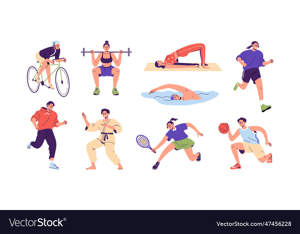 different-physical-activities-do-sports-set-vector-image