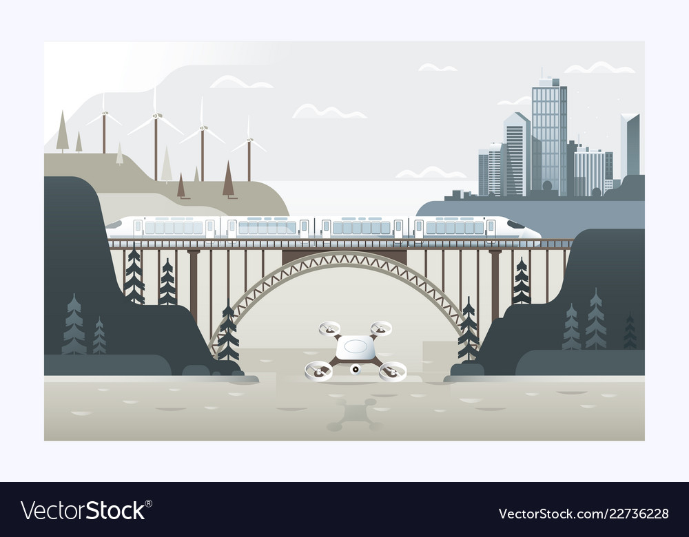Drone technology banner with remotely controlled Vector Image Drone technology banner with remotely controlled
