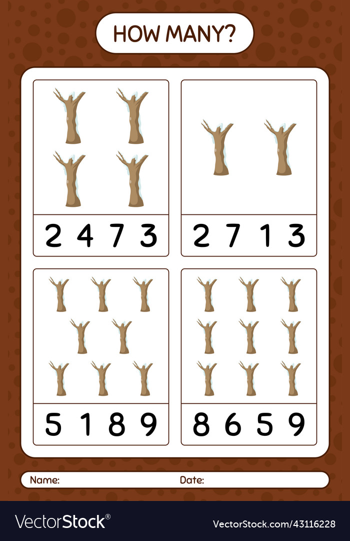 How many counting game with dead tree worksheet