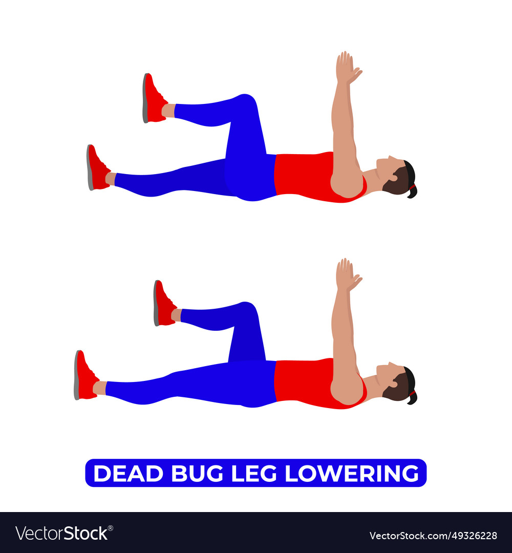 Man doing dead bug leg lowering exercise