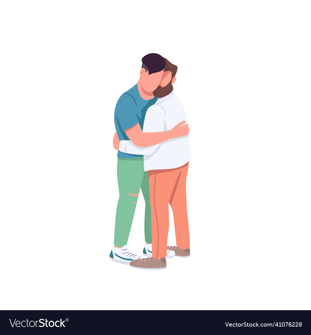 Men hugging flat color faceless characters Vector Image