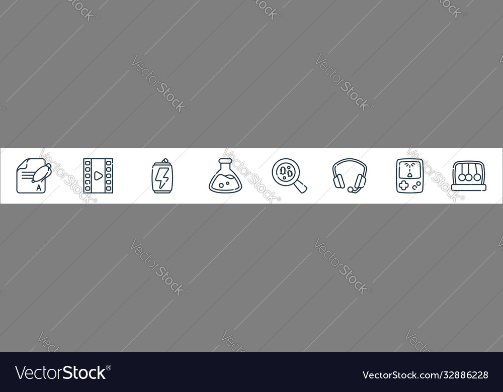 Nerd line icons linear set quality vector image Nerd line icons linear set quality
