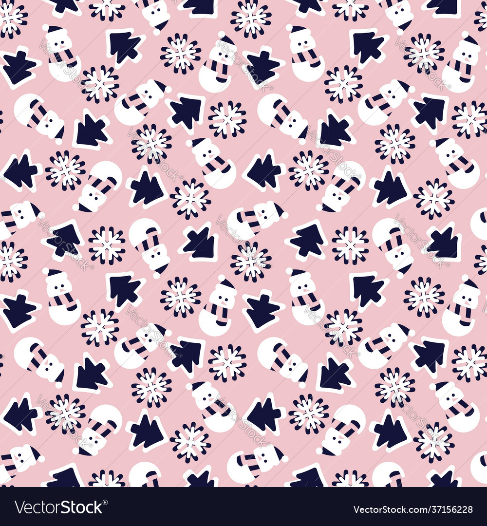 Pastel christmas snowman seamless pattern design