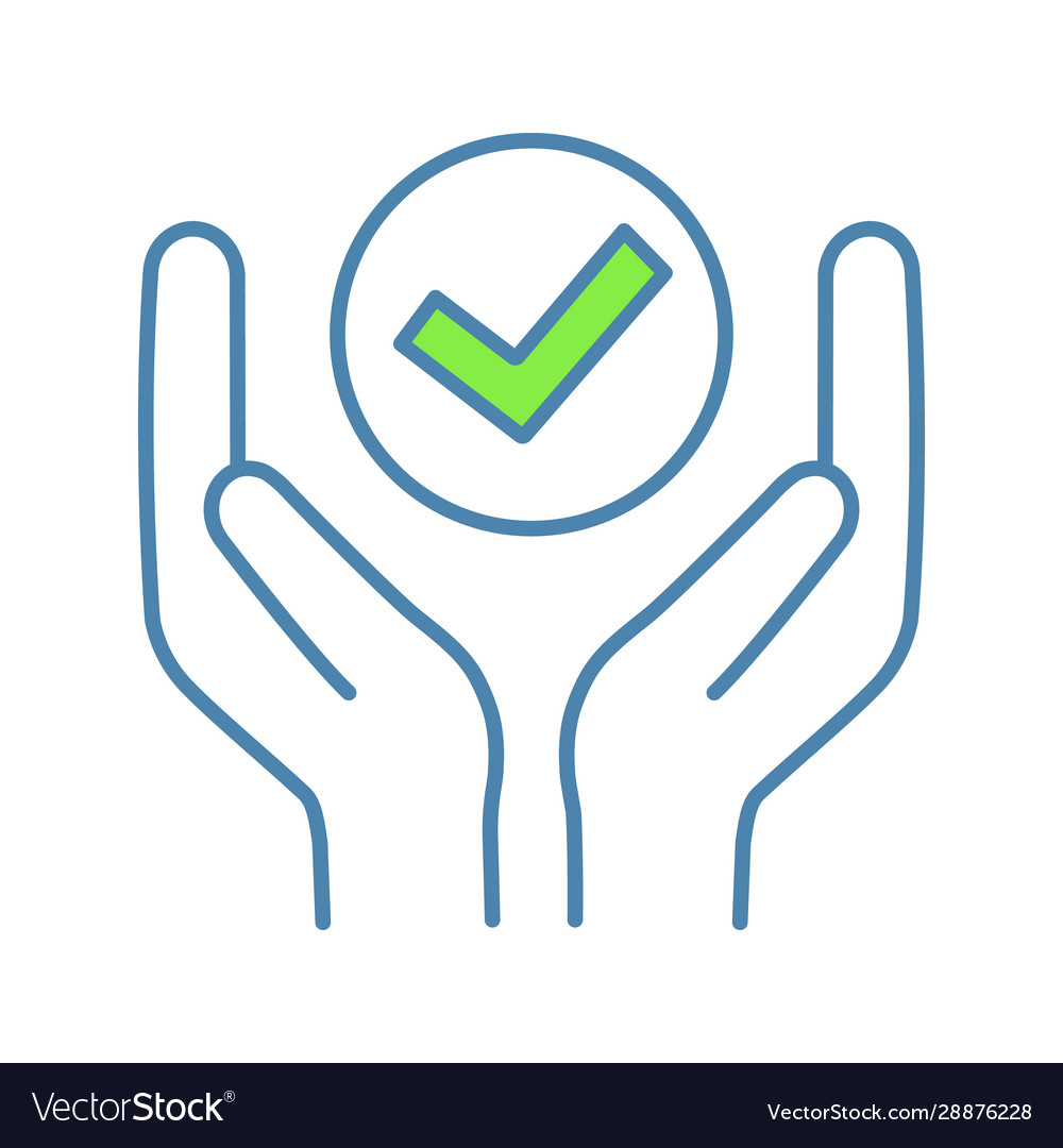 Quality Check Icon - Hands with Checkmark