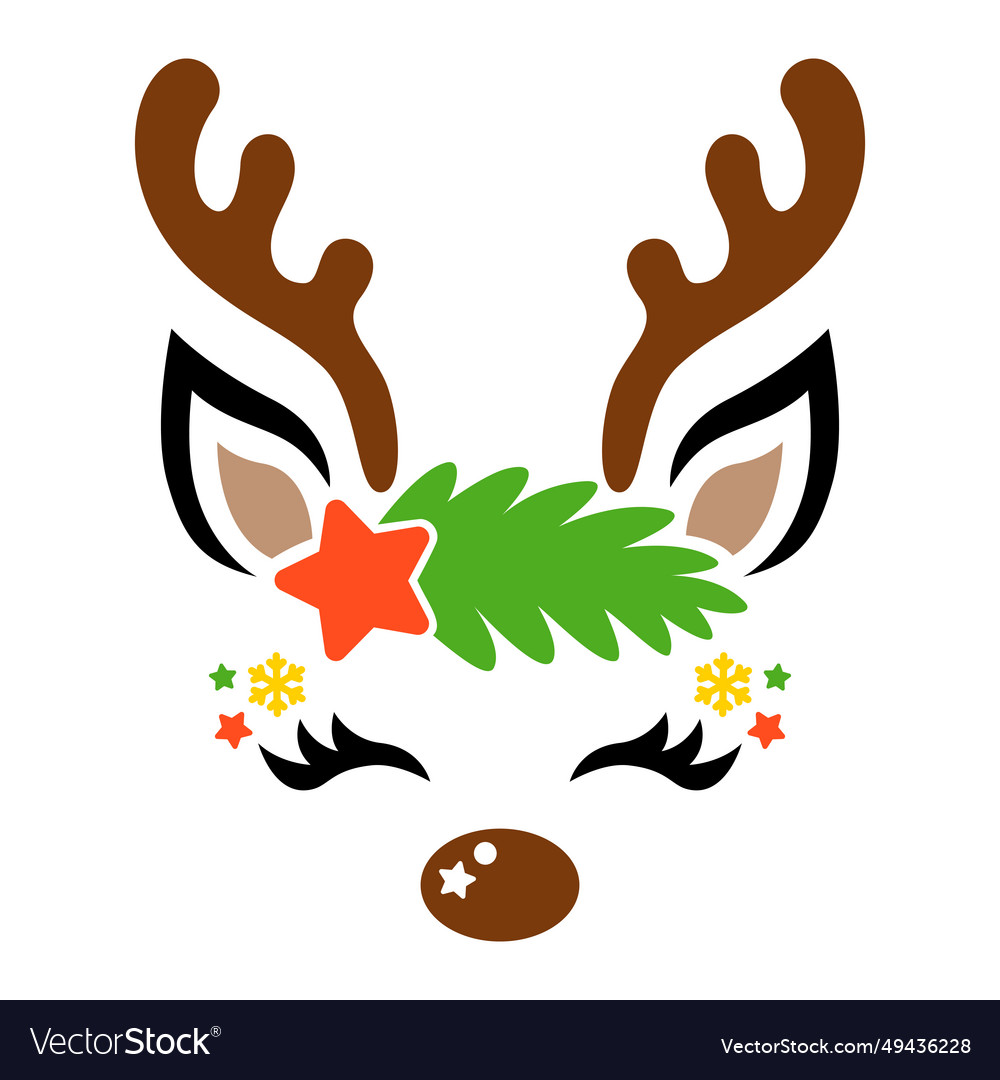 Santa claus reindeer face cute deer head Vector Image